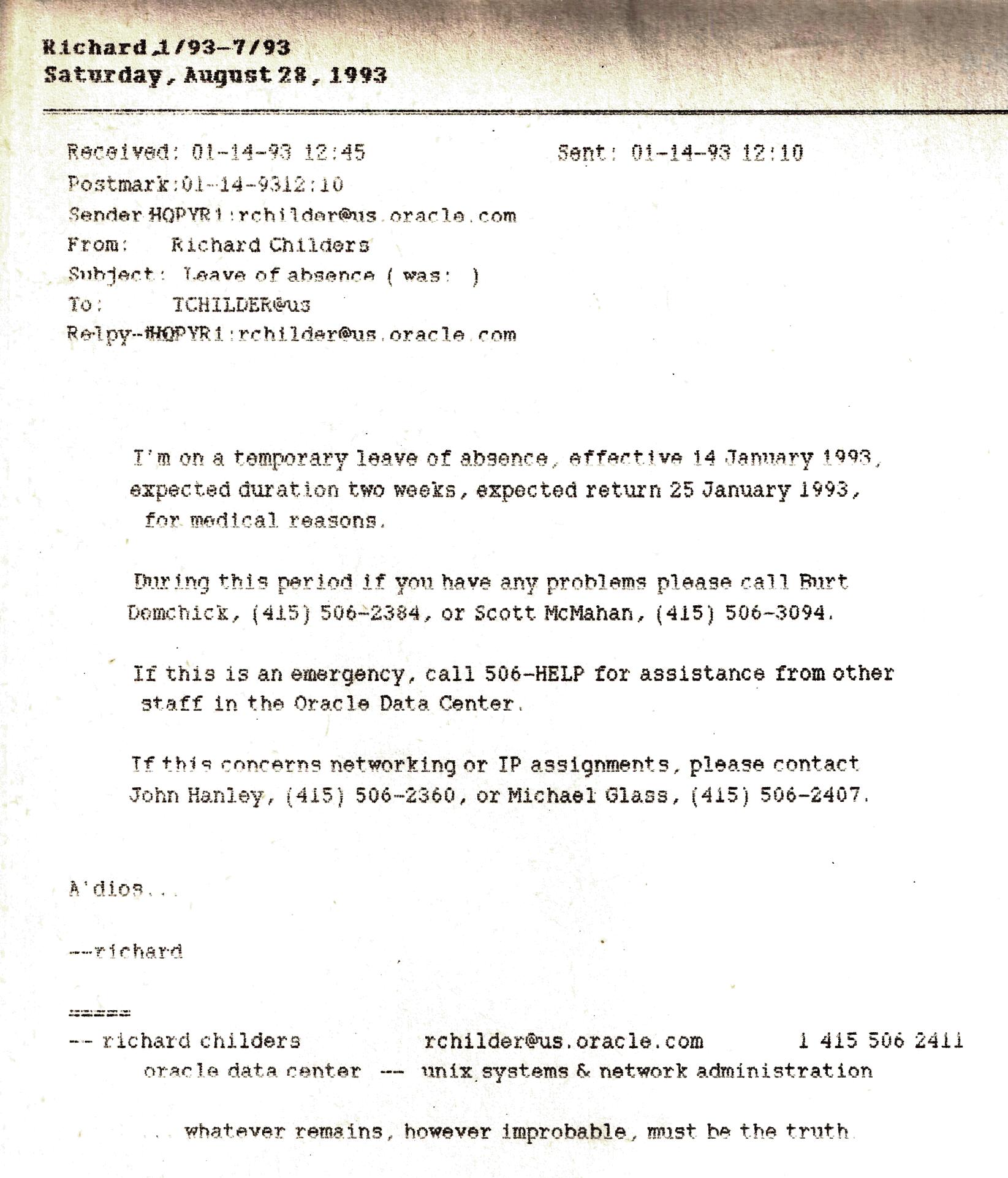 Thomas Childers' email printout, page 21 of 134